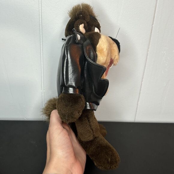 looney tunes taz tasmanian devil Stuffed Animal Plush With Leather Biker Jacket - Picture 4 of 9